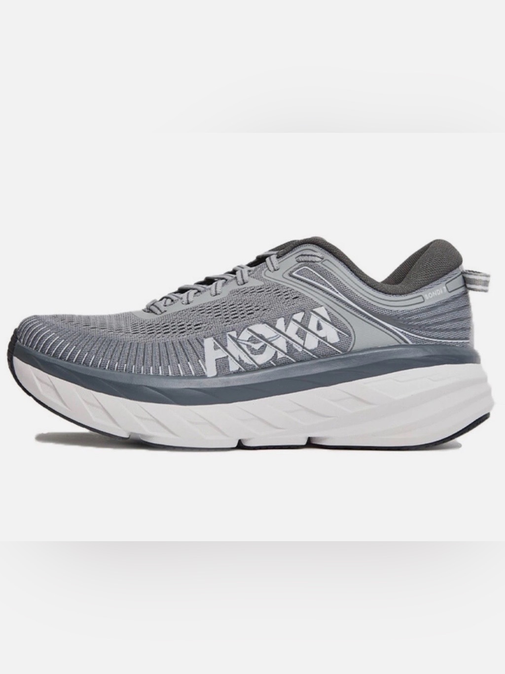 Hoka One One Bondi 7 Mens Running Shoes Size 10.5 Wild Dove Gray Athletic Active